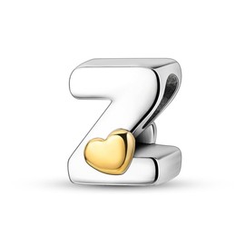 QIKAOLA 925 Sterling Silver Letter Charms 26 Initial Letter Charms Beads for Bracelet and Necklace A-Z Alphabet Bead Pendants fit for European Bracelets Necklace