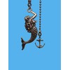 Large Mermaid & Smaller Anchor Silver Fan Light Pull Chain
