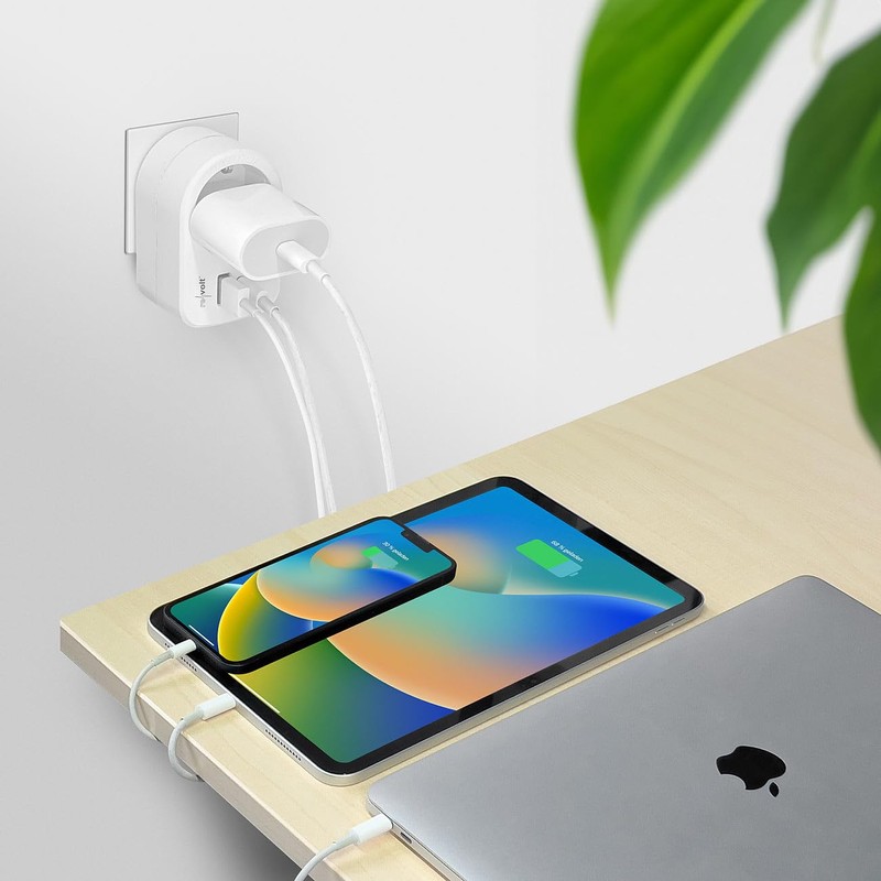 revolt Surface-Mounted Sockets, Schuko: Set of 2 3-in-1 Sockets, USB-C