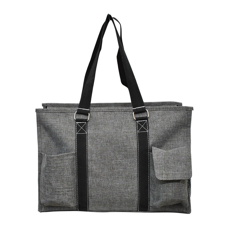 Gray Crosshatch NGIL Zippered Caddy Organizer Tote Bag