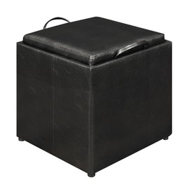 Convenience Concepts Designs4Comfort Park Avenue Single Ottoman with Stool, Black
