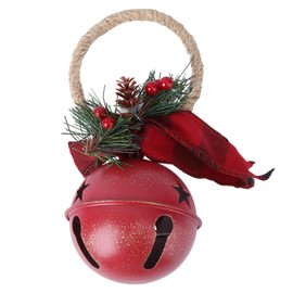 MAGICLULU Christmas Bell Door Hanger Large Door Hanging Bells with Pine Cones Berry Iron Star Bell for Christmas Tree Wall Door Hanging Decoration