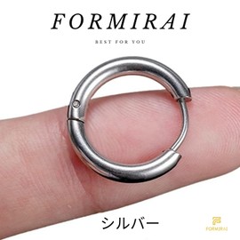 FORMIRAI Hoop Earrings, Women's, Men's, Rings, Fashionable, Popular, 2-piece Set, Hypoallergenic, Metal Hypoallergenic, 316L Stainless Steel, Gauge, Approx. 0.03 inch (20 g), Approx. 0.03 inch (0.8