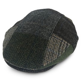Mucros Weavers Irish Trinity Patch Cap, Irish Hat for Men, Wool Newsboy Cap, Flat Wool Hat (Large, Patch Fabric B)