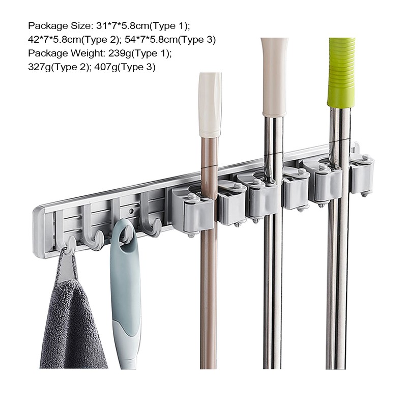 Mop Holder With Hooks Broom Holder Drilling & Nail-free Wall