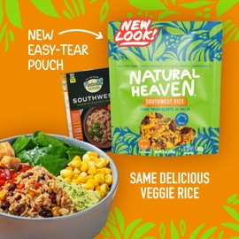 Natural Heaven Hearts of Palm Southwest Rice, Ready & Seasoned 6-Pack – Prepared Meals, New Delicious Recipe, Vegan Food, 9 Oz Pouches