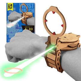 Acton Craft Clock Rubber Band Gun, Made in Japan, Easy Craft Kit, No Glue Required, Wooden Puzzle, 3D Puzzle, Craft Kit