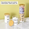 4 Pack Qtip Holder, Glass Dispenser with Bamboo Lids for