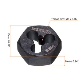 sourcing map Hex Threading Die M5 x 0.75 Metric Thread Right Hand High Speed Steel Rethreading Fixed Die Screw Cutting Tapping Repair Tool