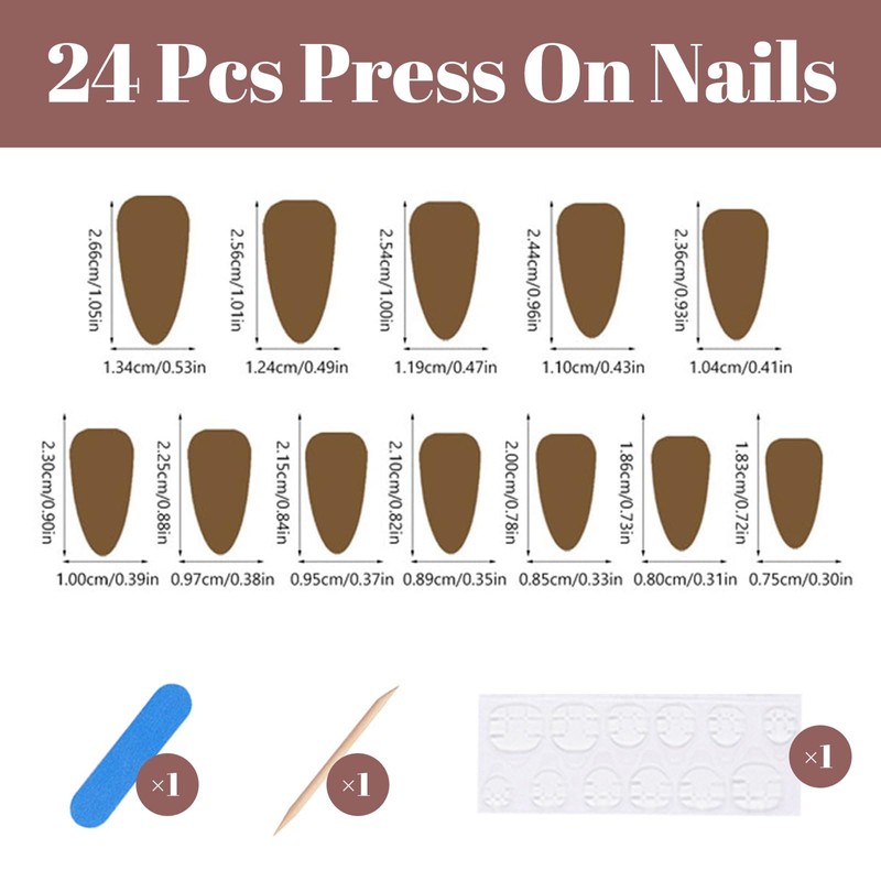 Giyehehi 24 Press-On Ombre False Nails, Medium Almond Shape, with