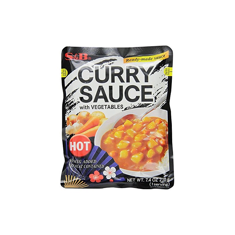 S&B Curry Sauce with Vegetables Hot, 7.4 Ounce (Pack of