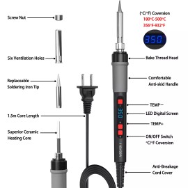 ILiaiLia Soldering Iron Kit Electric Gun Adjustable Temperature Welding Solder Wire 90W