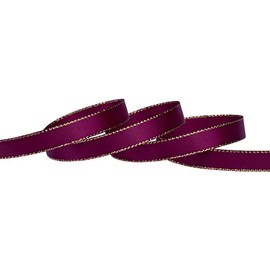 Ribbonitlux 9mm Width Double Face Satin Ribbon with Gold Edge 22 Meters (275-Wine), Set for Gift Wrapping, Party Decor, Wedding and Craft