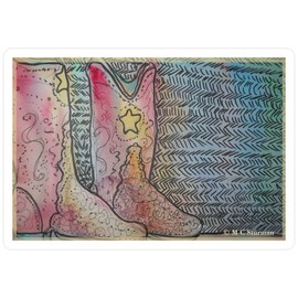 CafePress Cowboy Boots, Fun Art Small Die Cut Sticker, 3"x4" Matte Finish
