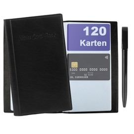 Visitenkarten Aufbewahrung für 120 Karten,Visitenkartenmappe mit Stift,Unisex Visitenkartenbuch,PU-Leder visitenkartenetui,Praktisches Visitenkarten-Organizer für Kreditkarten,Kundenkarten,Bankkarten
