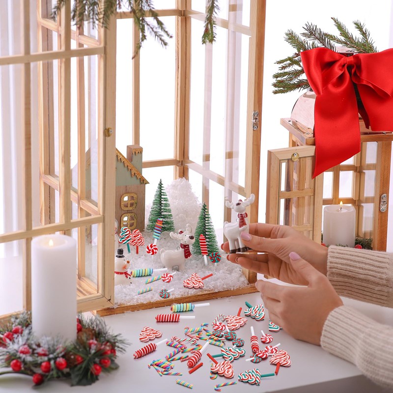 Giegxin 60 Pcs Mini Christmas Fake Candy Canes for Crafts