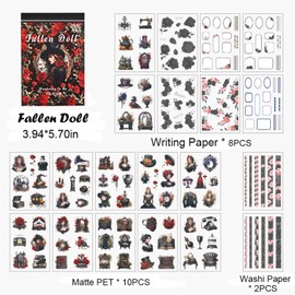 Vintage Scrapbooking Sticker Book for Adults, 180pcs Aesthetic Scrapbook Stickers for Journaling Dual Materail Washi Stickers and PET Stickers, Ephemera Book for Junk Journal Supplies DIY Art Crafts