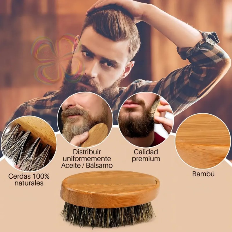 Cepillo Para Barba De 11 Cms Con Cerdas Genuina Jabali