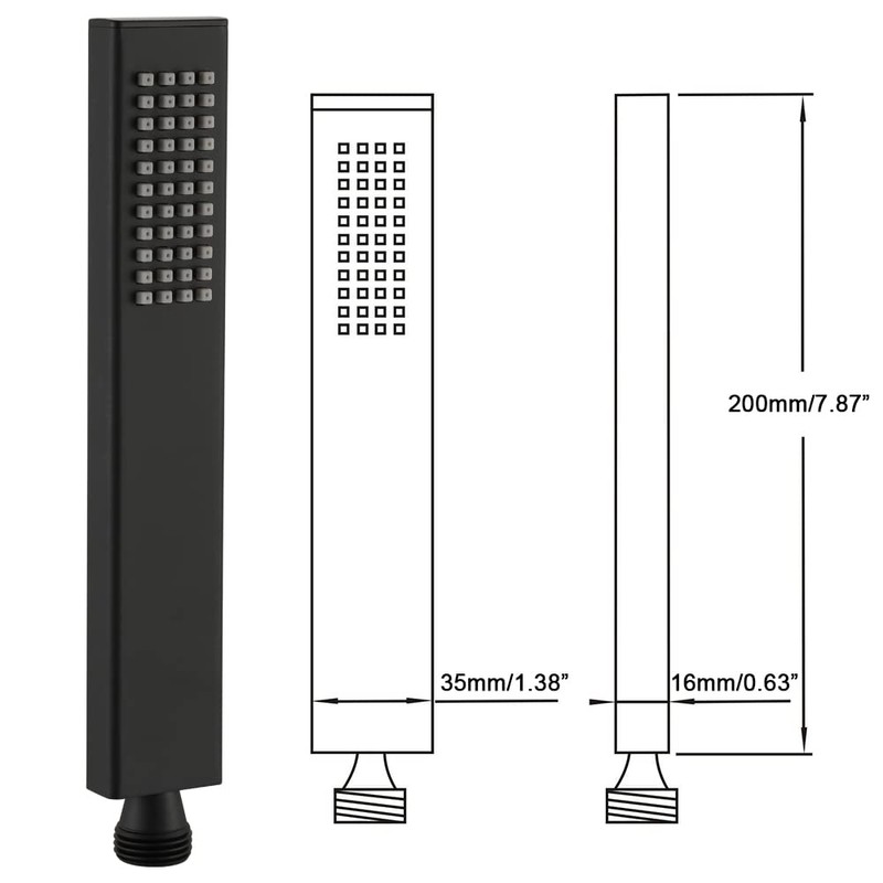 Gaosin Black Brass High Pressure Handheld Shower Head with Elbow