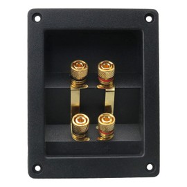 ZZLZX 1PC Copper 4-Position Terminal Junction Box, Post 4 Speaker Wall Plates Home Theater Junction Box Connectors for Car/Home Audio, Speaker Box Terminal, Jacks Speaker Box Terminal Cup