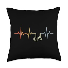 Retro Gymnastic Rings ECG Heart Rate Throw Pillow