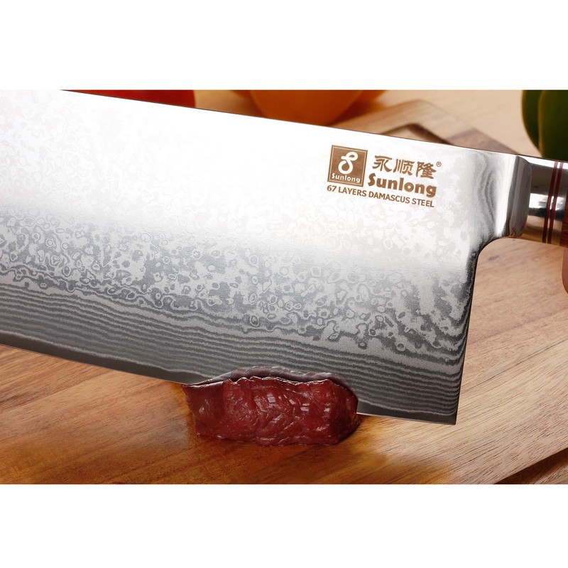 SUNLONG Meat Cleaver 7 inch Chinese Vegetable Cleaver -Japanese Hammered