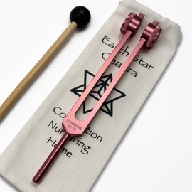 93.96Hz Schumann Weighted Tuning Fork with Earth Star Engram - Carry Bag and Striker - Sound Healing Instruments and Biofield Harmonization - Chakra Alignment - Vibration Therapy Tools | Pink