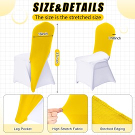 Mindsoft 40 Pcs Chair Cap Covers Spandex Chair Hood Sash Hat Bands Folding Stretch Elastic Cover for Wedding Holidays Banquet Party Celebration (Yellow)