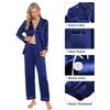 SWOMOG Women's 4pcs Satin Silky Pajama Set Long Sleeve Button