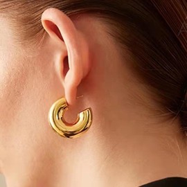 Chunky Gold Hoop Earrings Small Hoop Earrings for Women Chunky Hoop earrings Trendy Earrings for Women 2023 Gold Minimalist Earrings for Party Prom Gift's for Girlfriend