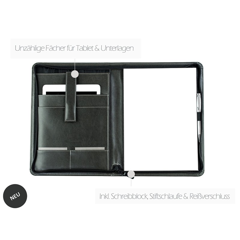 DELMON VARONE Tablet Writing Case with Zip Including Notepad DIN