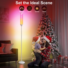 WORLD WIN Prism Glow Floor Lamp with Mosaic Star, Smart RGB LED Corner Floor Lamp with APP & Remote Control, 16M+ and 3 Color Temperatures, Music Sync, Modern Standing Lamps for Living Room Bedroom