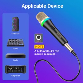 TONOR Dynamic Microphone (6.35mm Plug with 5M Length XLR Cable), Vocal Microphone, Unidirectional Metal Handheld Wired RGB Microphone for Karaoke Machine/Speaker/Amplifier/Mixer (For Home Karaoke,