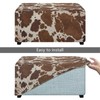 Talayituse Brown Cow Print Stretch Velvet Ottoman Slipcover Rectangle Folding