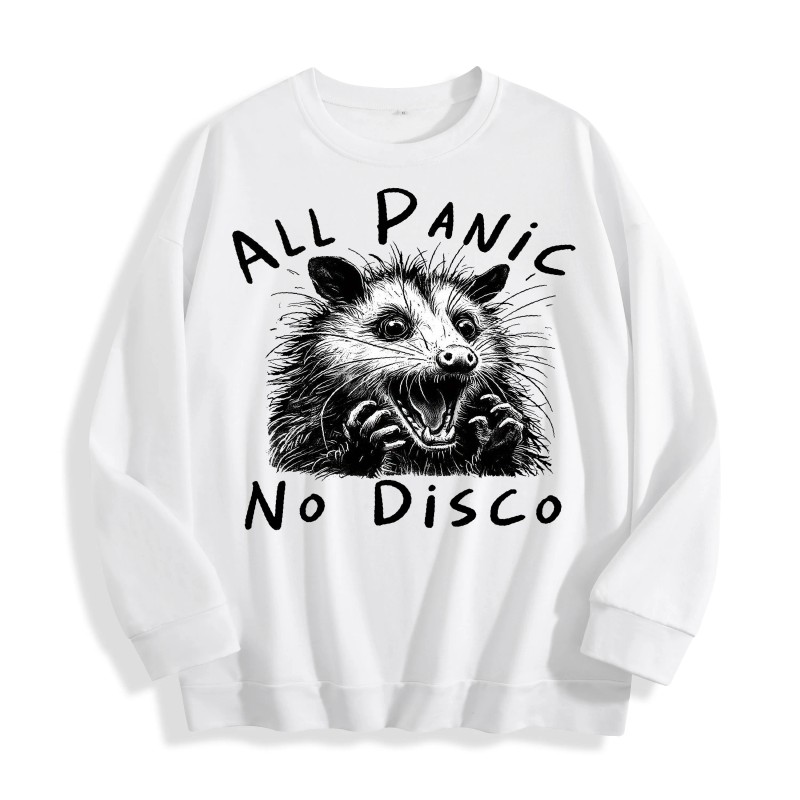 All Panic No Disco Opossum Graphic Crewneck Sweatshirt, US Warehouse,