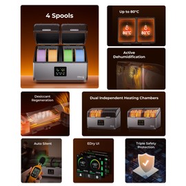 Creality SpacePi X4 3D Printer Filament Dryer,3D Filament Storages for Keeping Filament Dry,Filament Dehydrator Compatible with 1.75/2.85mm PLA PETG ABS Nylon PA TPU,3D Printer Filament Spool Holder