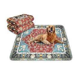 Washable Pee Pads for Dogs, 2 Pack - 36 x 41 Inches Waterproof Non-Slip Puppy Pad with Fast Absorbent, Reusable Rug for Training Travel Whelping Housebreaking Incontinence Crate - Black Red