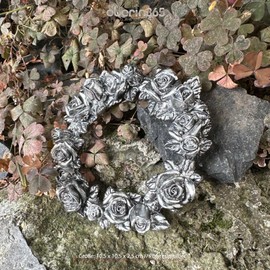 eberin Grave Rosary · Cemetery Mourning Decoration Wreath with Roses · Grave Decoration Roses for Standing, Hanging, Lying Down · 105 x 105 x 25 mm