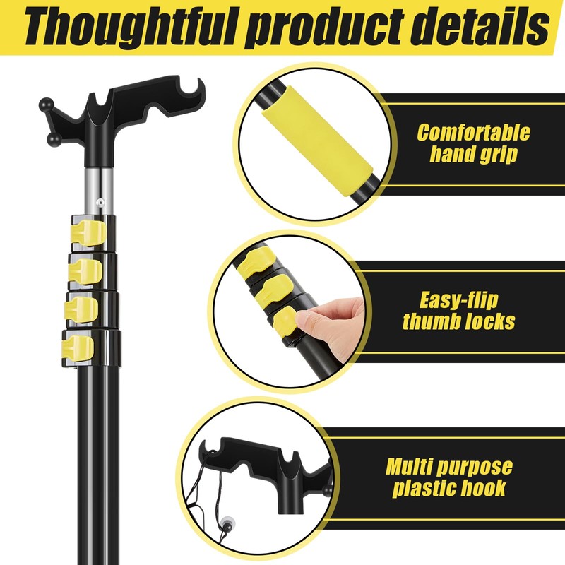 Leriton 7-30ft Long Telescopic Extension Pole with Hook Paint Roller