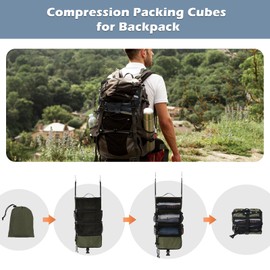 Surblue Hanging Travel Organizer Portable Hanging Luggage Organizer Multiple Compartments Collapsible Compression Closet Packing Cubes,Green,S