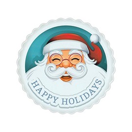 Refrigerator Magnet - Santa Claus Happy Holidays (Merry Christmas) - Holiday - 5" Round
