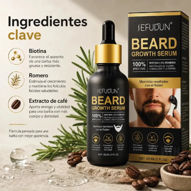 Sérum Para Barba Estimula El Crecimiento, Biotina Y Romero Neutra
