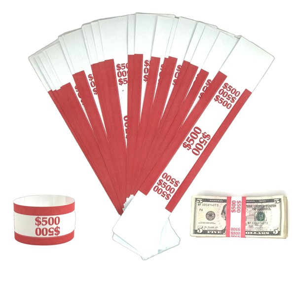 Money Bands Currency Sleeves Straps – Made in USA (Pack of 330 - $500) Self-Adhesive Money Wrappers for Bills Color Coded Wraps Meets ABA Standards, 7.5 x 1.25 inches – Counter Recyclable Kraft Pape