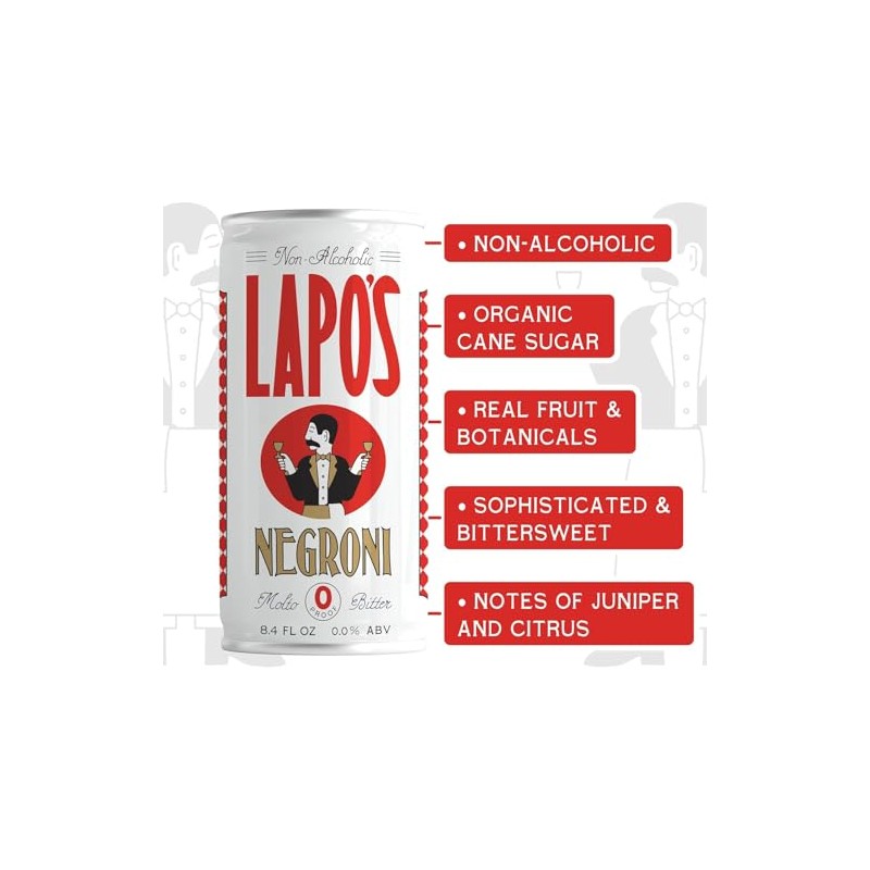 Lapo's Non Alcoholic Negroni, Non-Alcoholic Spirits, Gluten Free, For Non-Alcoholic
