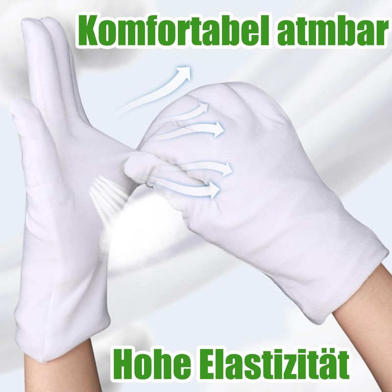 AXERHK Cotton Gloves, White, Cotton Gloves, 8 Pairs Soft White