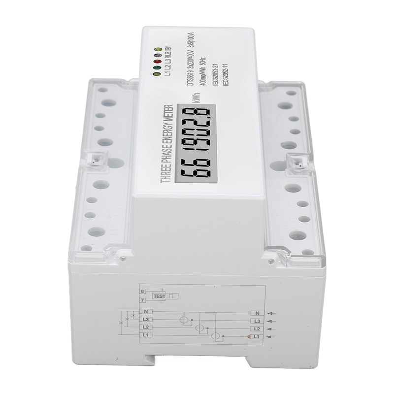 3 Phase Energy Meter DIN Rail Mount Electricity Usage Monitor
