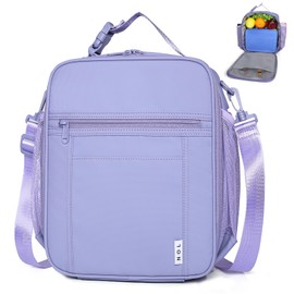 NOL Nylon Waterproof Kids Lunch Bag, Insulated Lunch Bag, Lunch box Cooler, Reusable, Zip Closure with Buckle Handle Holds Lunch Box, Snacks & Water Bottle for School Work,Light purple