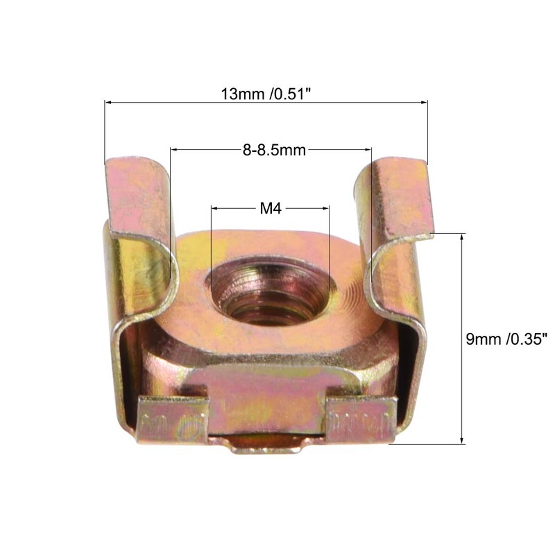 sourcing map M4 Cage Nuts for Server Rack Cabinet, Carbon