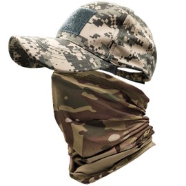 ehsbuy Camo Hats for Men with Cooling Neck Gaiters Baseball Caps Face Scarf Mask Army Tactical Military Hat Neck Tube Snoods for Running Hunting Camping Cycling Fishing Outdoor Sports, Camo All Terrain, Einheitsgröße