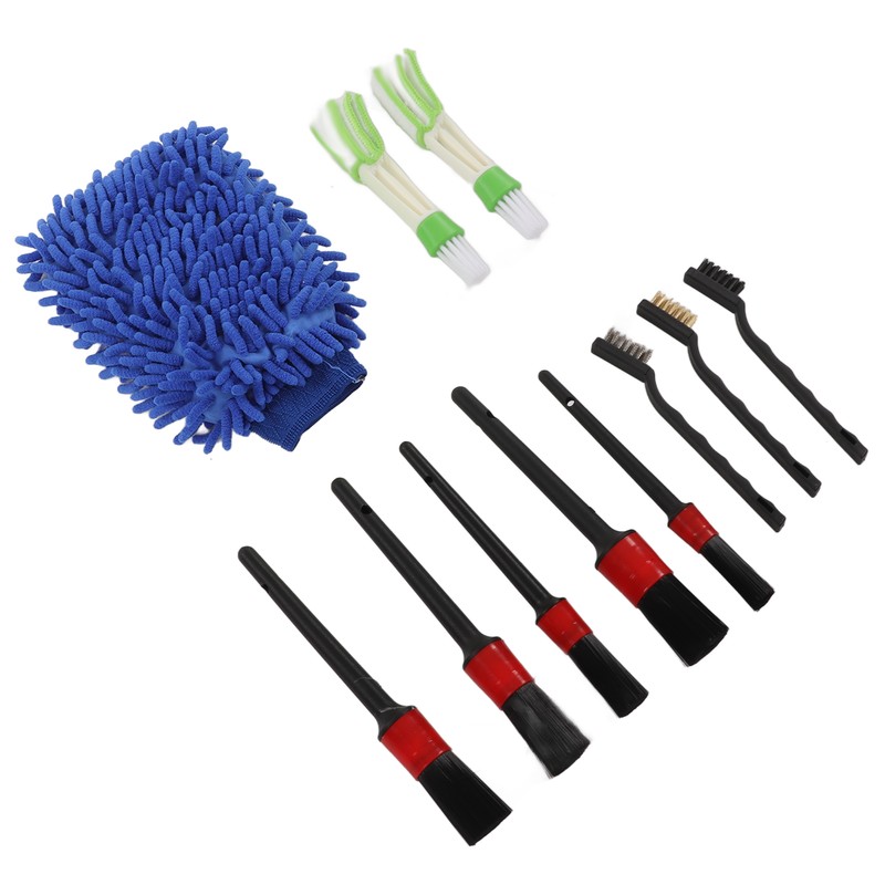 11PCS Car Cleaning Detailing Brush Set Interior Exterior Plastic for